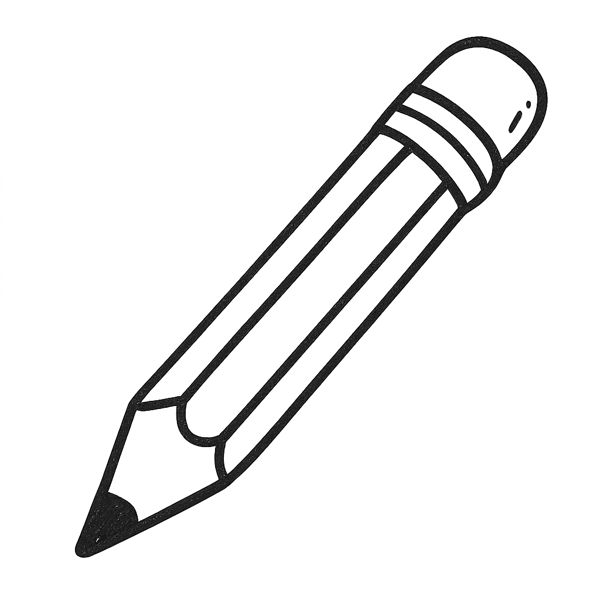 Svart och vit penna med genomskinlig bakgrund och enkelt ritad-1